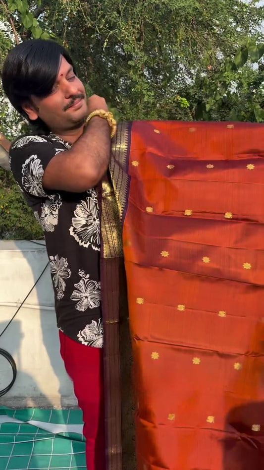 Saffron Serenade Silk Saree