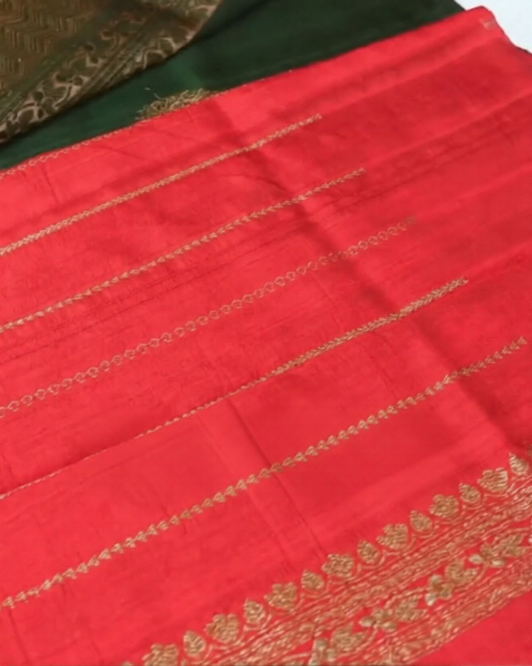 Green-Red Silk Saree