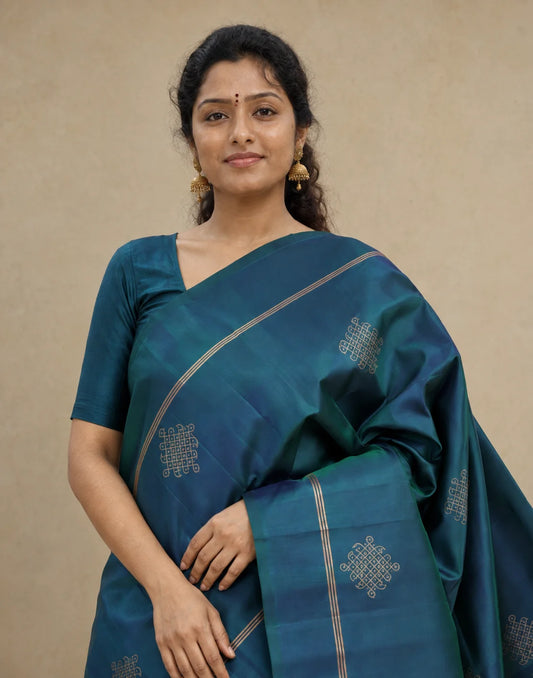 Peacock Mandala Silk Saree