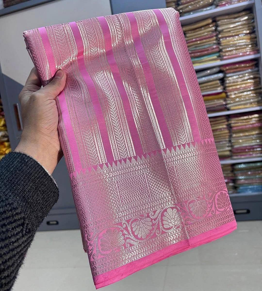 SILVER ZARI SAREE