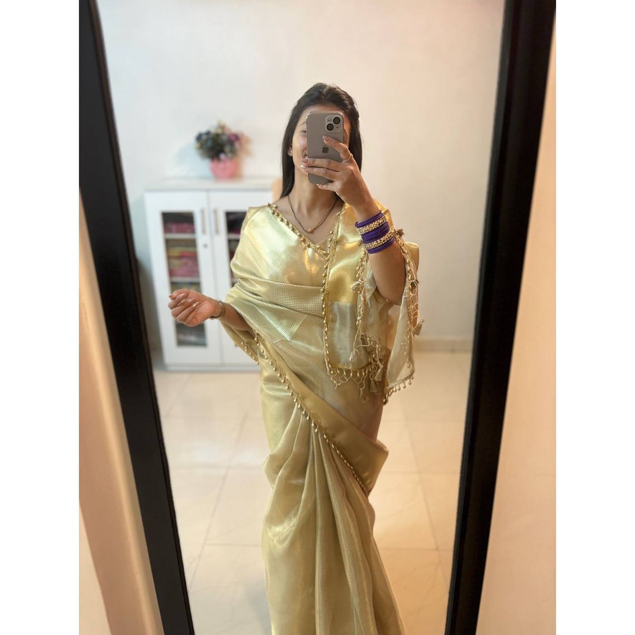 full golden zari saree