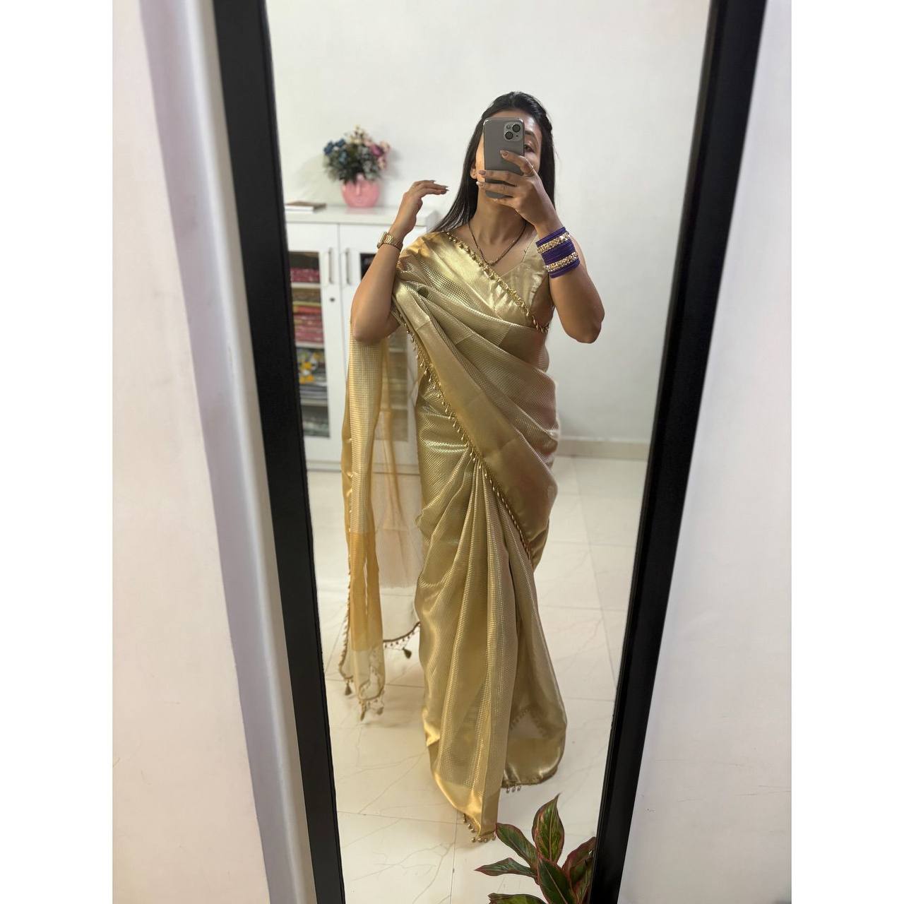 full golden zari saree