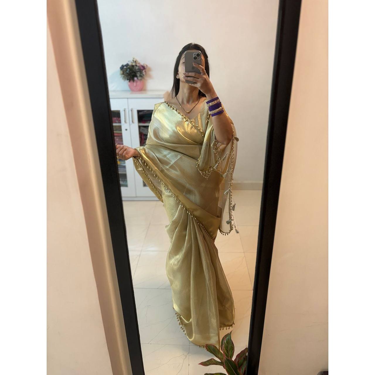 full golden zari saree