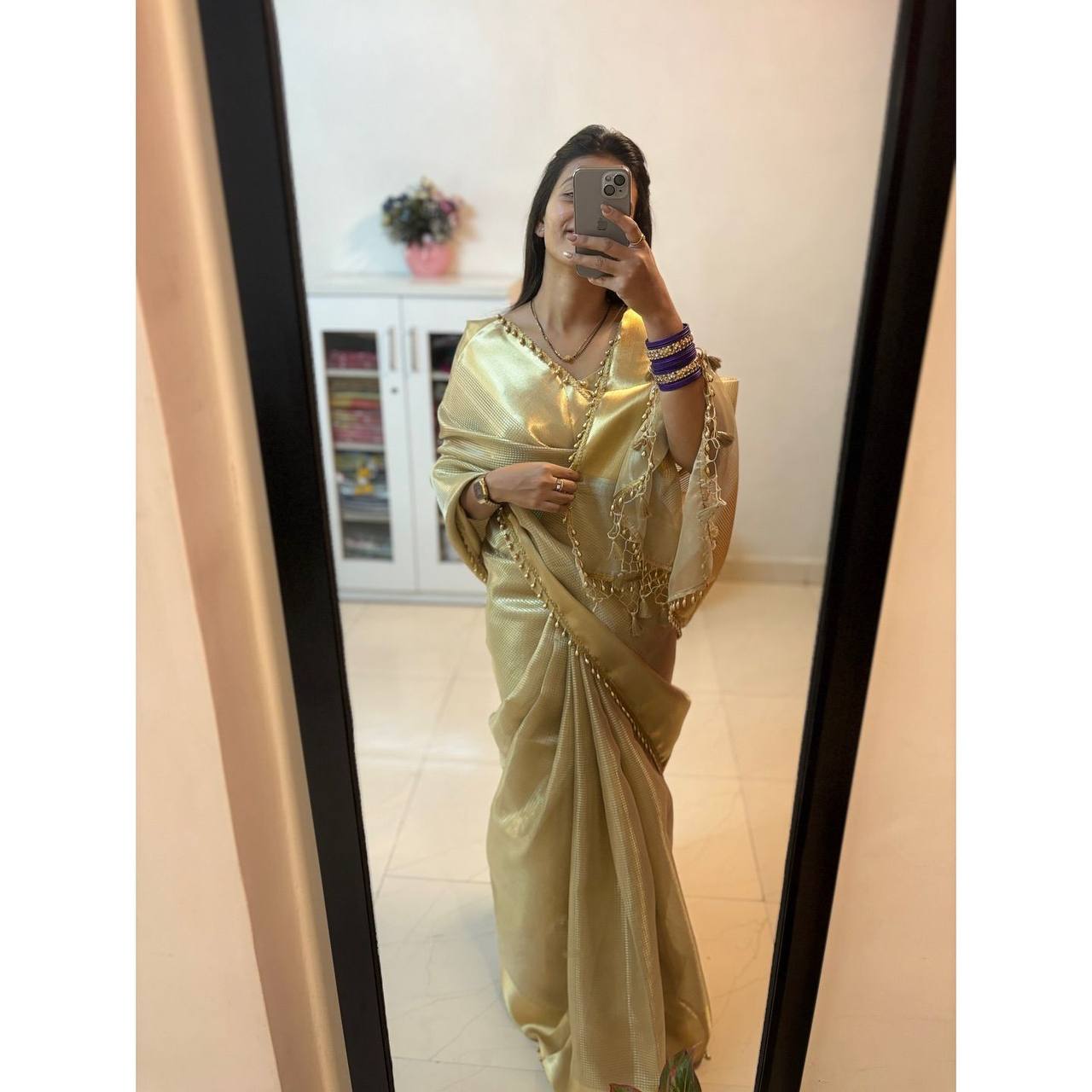 full golden zari saree