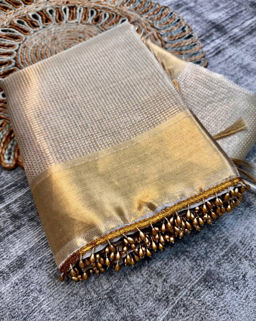 full golden zari saree