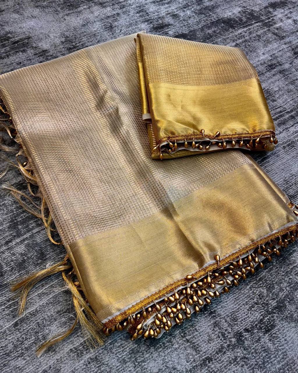 full golden zari saree