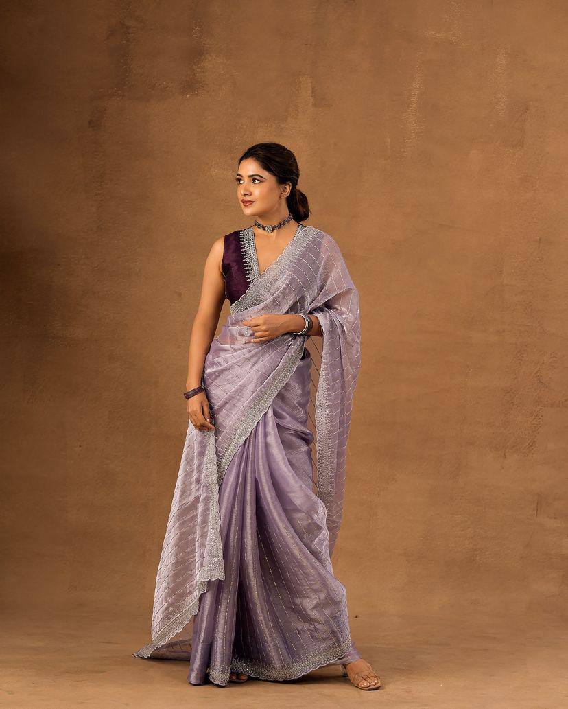 Zari embroidery work Saree