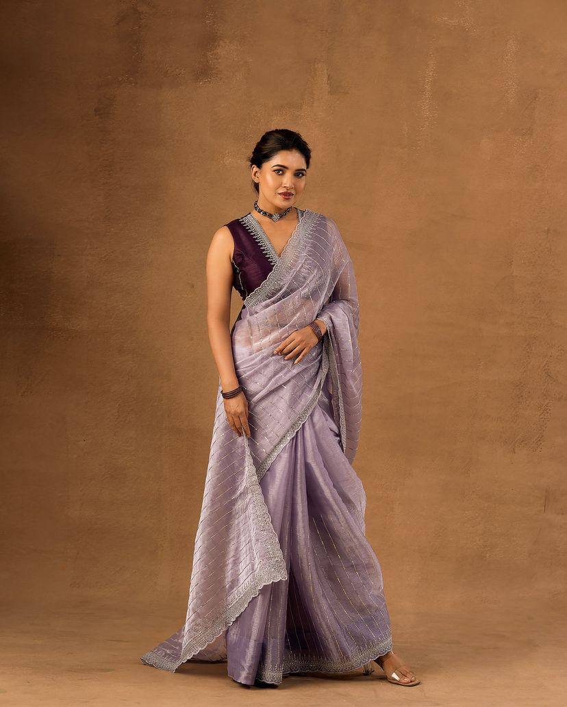 Zari embroidery work Saree