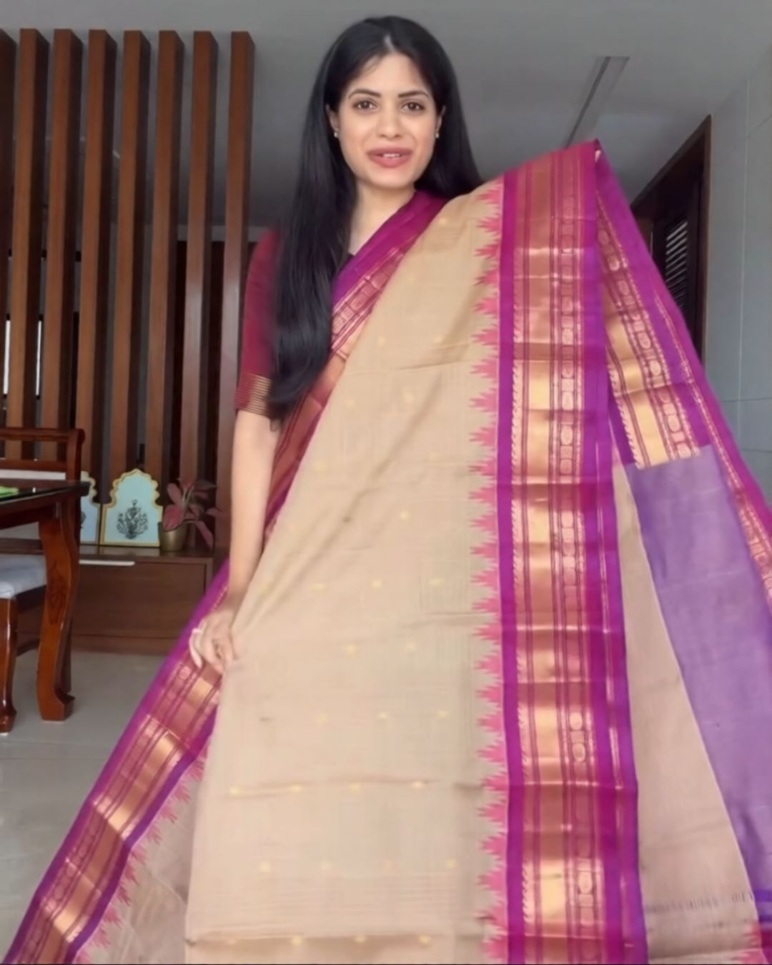Chiku Multi Silk Saree