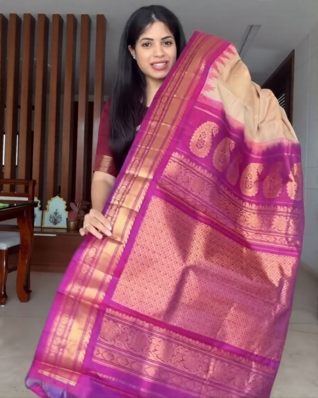 Chiku Multi Silk Saree