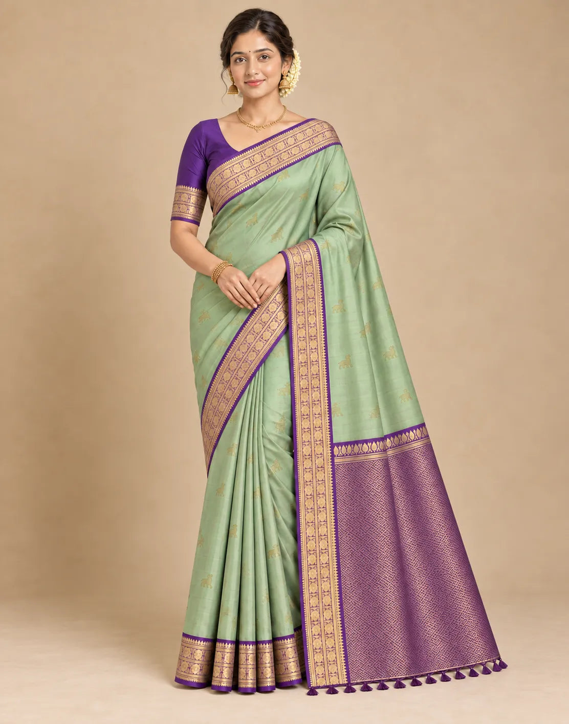 Dusky Purple Silk Saree