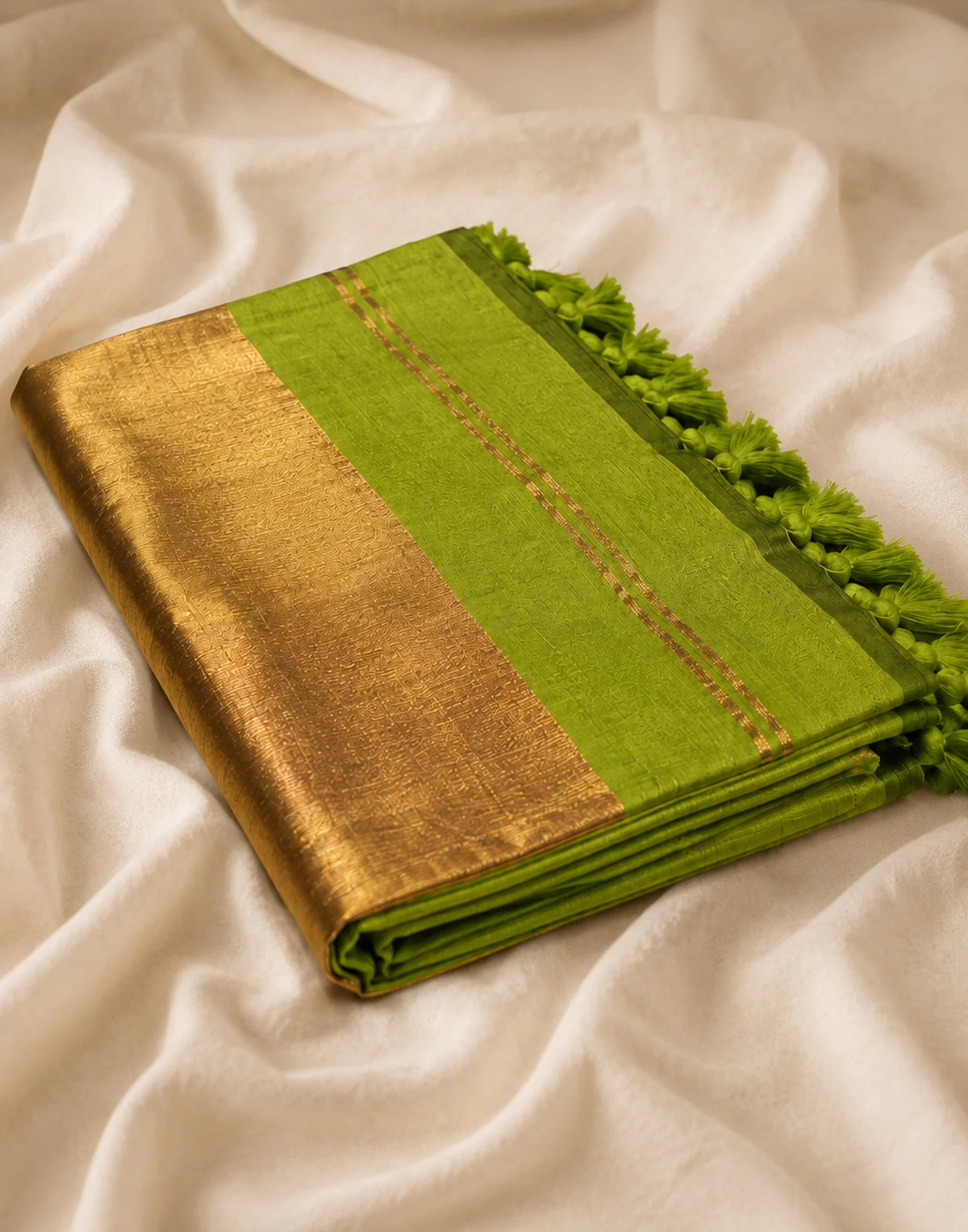 Forest-Green Silk Saree