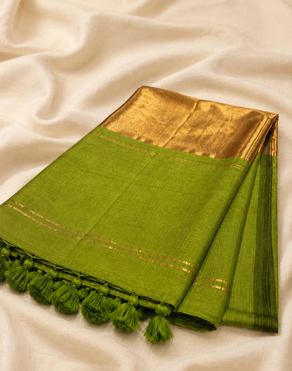 Forest-Green Silk Saree