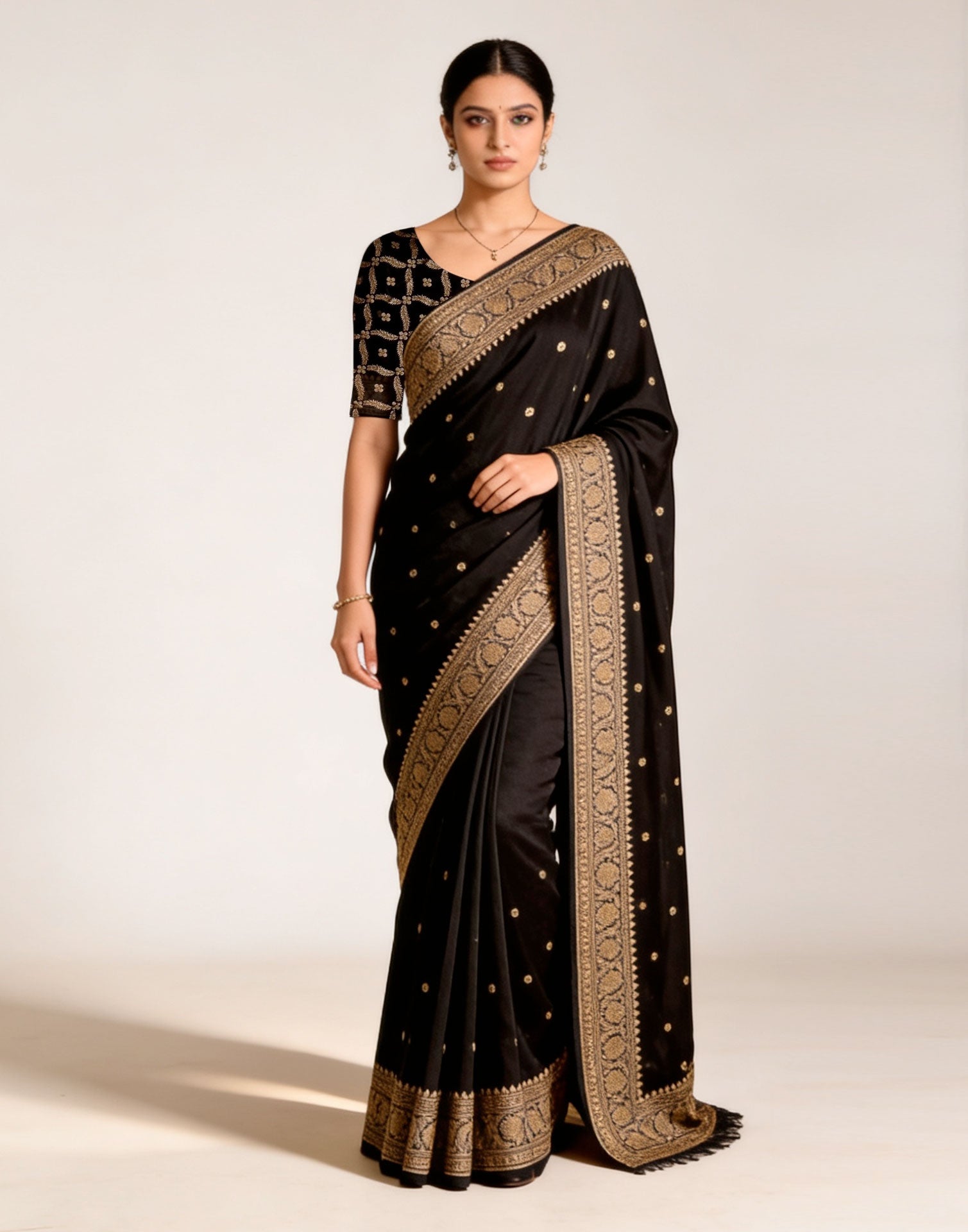 Golden Bloom Banarasi Silk Saree