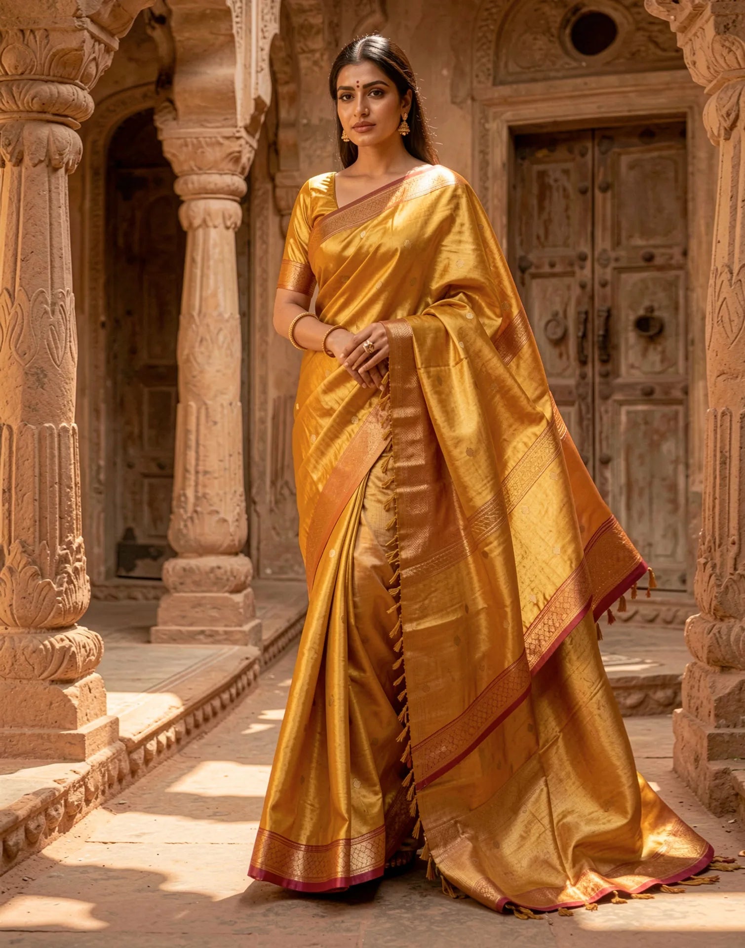 Golden Marigold Silk Saree
