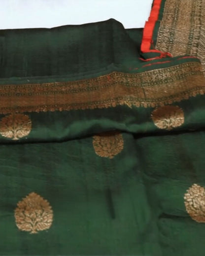 Green-Red Silk Saree
