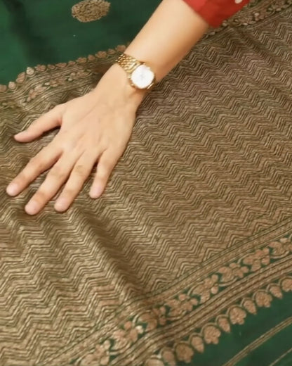 Green-Red Silk Saree