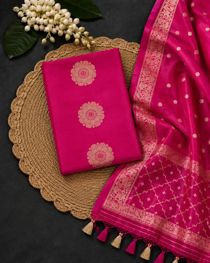 Hitpink Weave Zari Suit Set