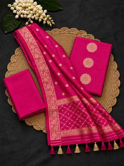 Hitpink Weave Zari Suit Set