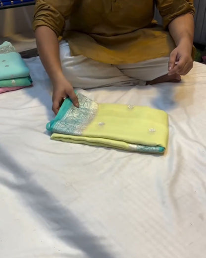Lemon Zari Silk Saree