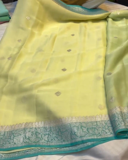 Lemon Zari Silk Saree