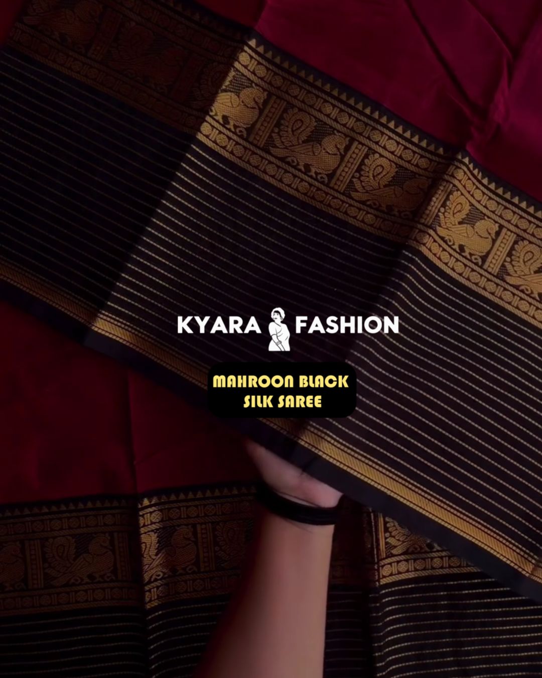 Mahroon-Black Silk Saree