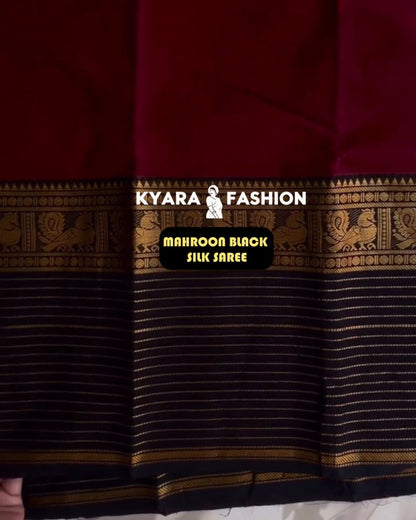 Mahroon-Black Silk Saree