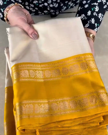 Mango Yellow Silk Saree