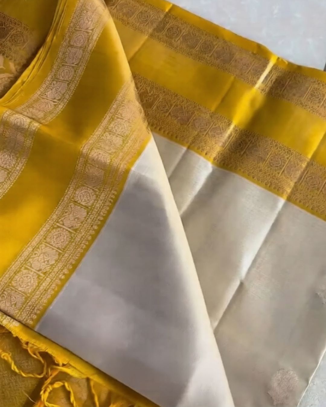 Mango Yellow Silk Saree