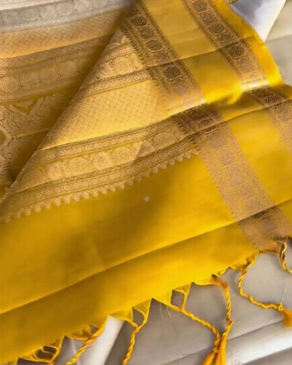 Mango Yellow Silk Saree
