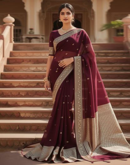 Midnight Bloom Silk Saree
