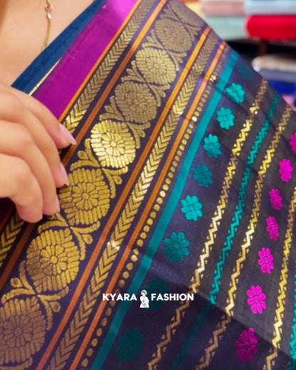 Multi Border Kanjivaram silk Saree