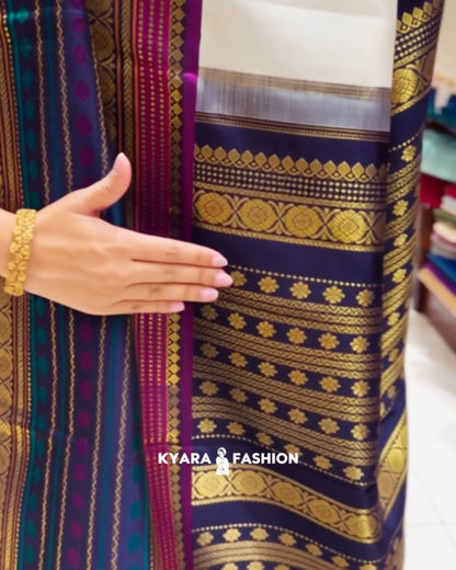 Multi Border Kanjivaram silk Saree
