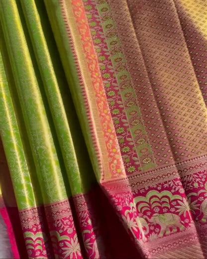 Parrot Wine Silk Saree