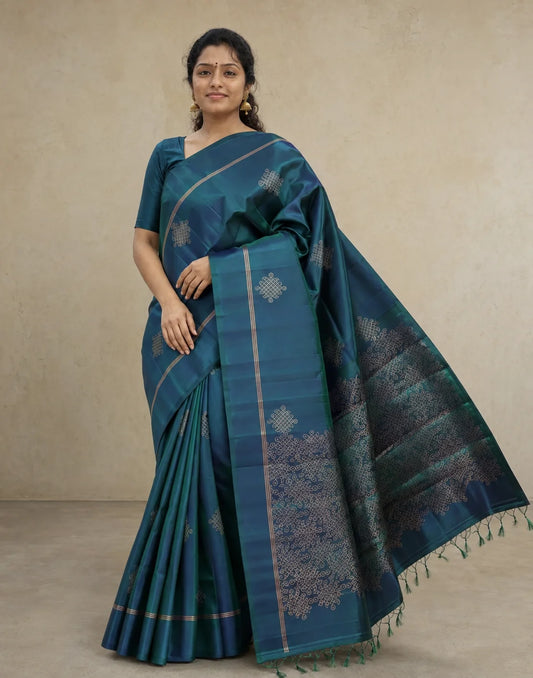 Peacock Mandala Silk Saree
