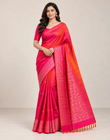 Pink Zeri Coral Silk Saree