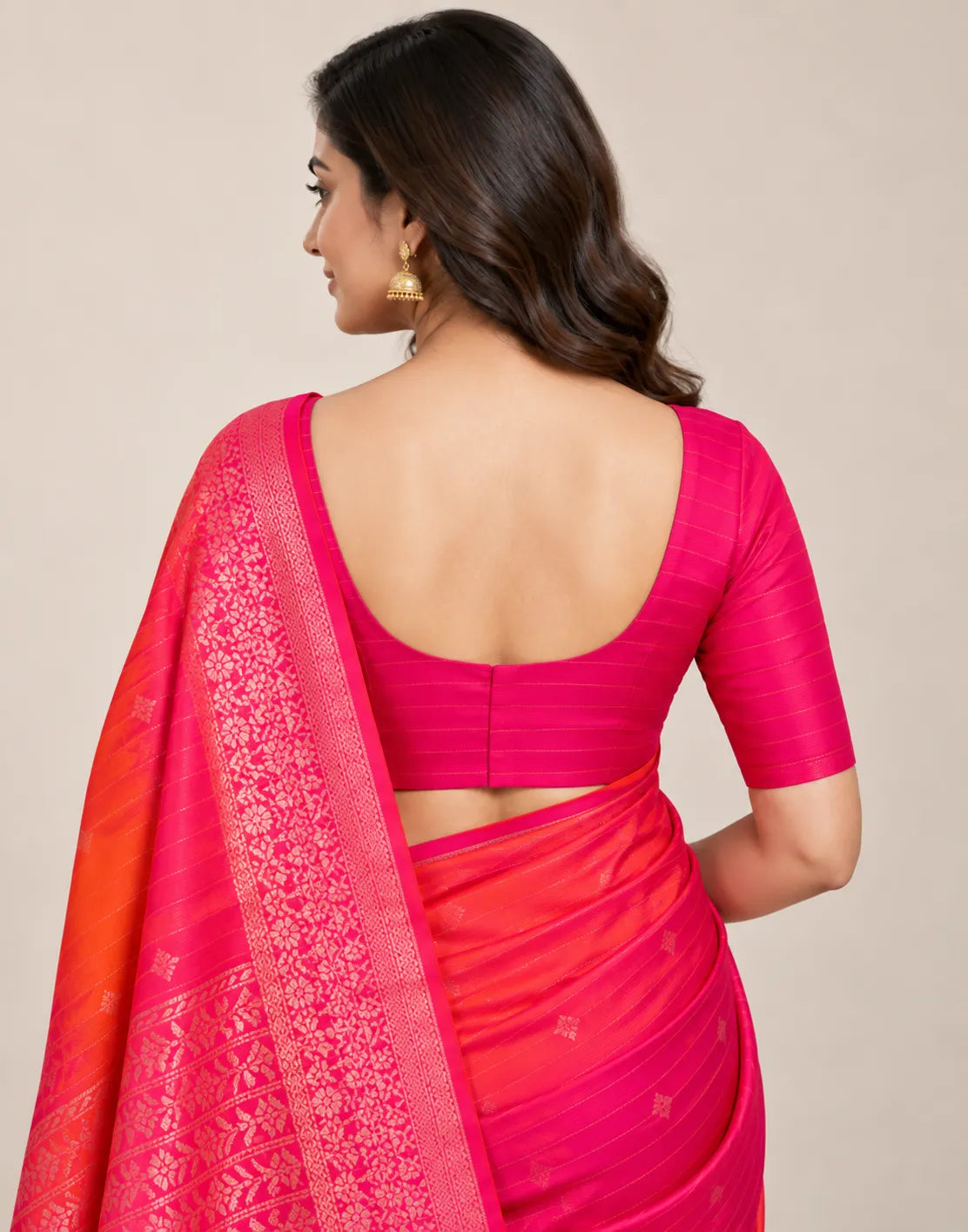 Pink Zeri Coral Silk Saree