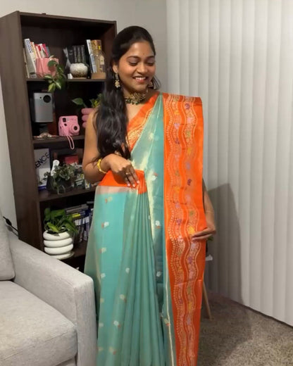 Pista Kanjivaram Silk Saree