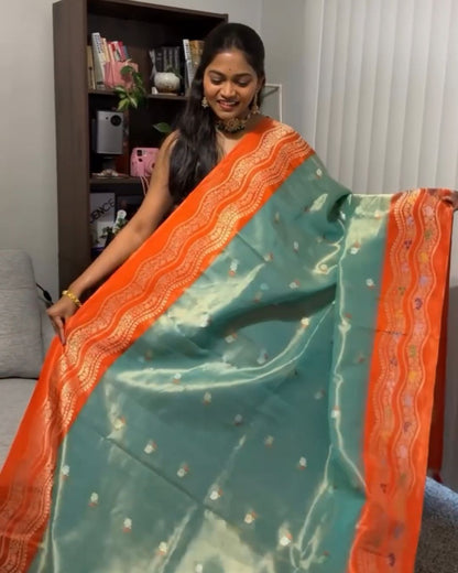 Pista Kanjivaram Silk Saree