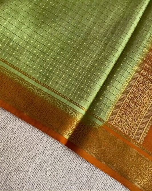 Pistachio Gold weave Saree