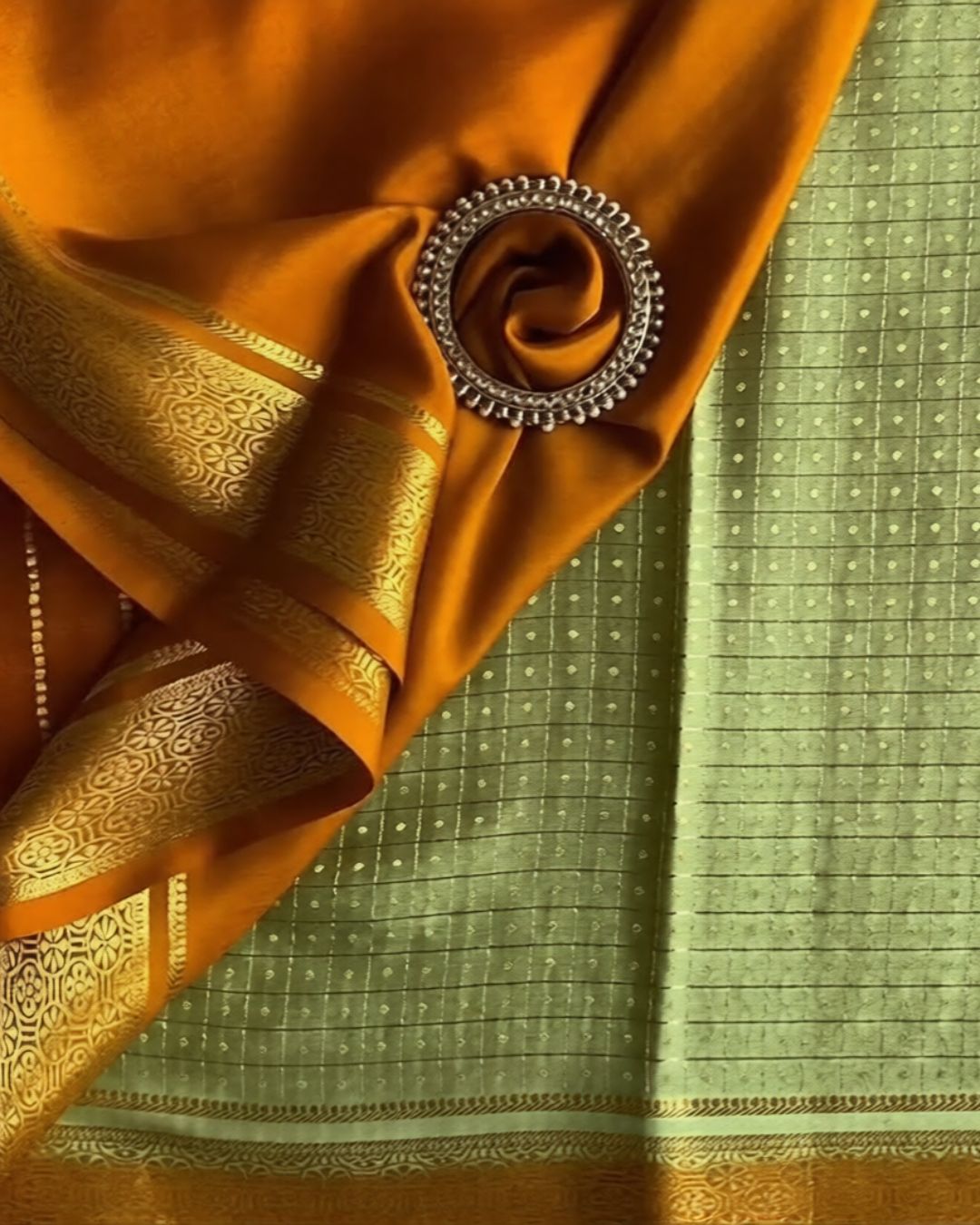 Pistachio Gold weave Saree