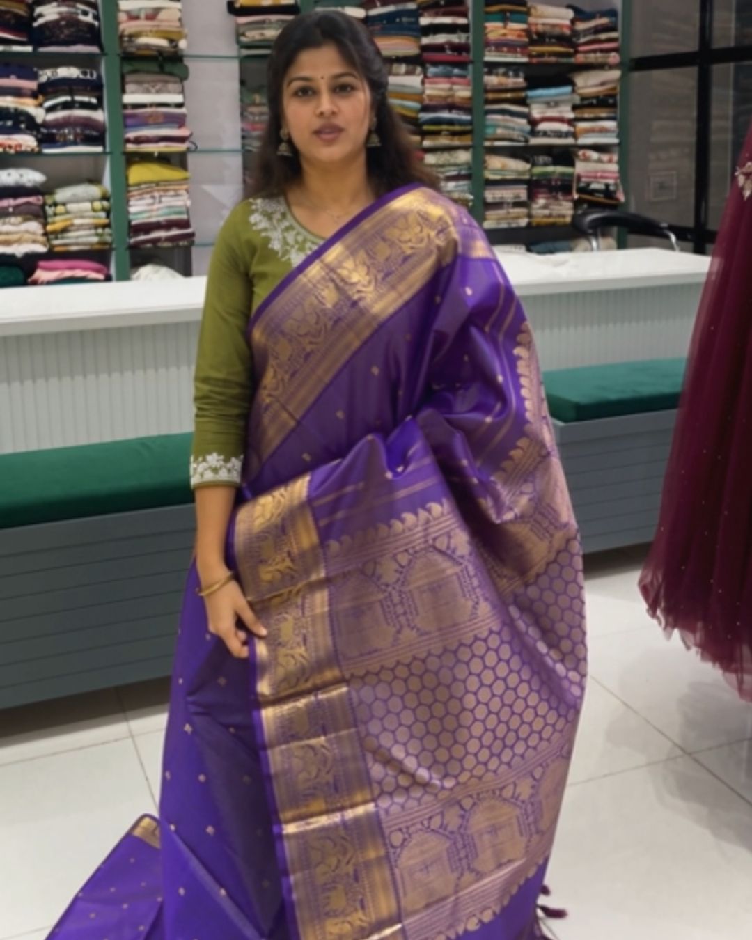 Purple Kanchi Pattu Saree