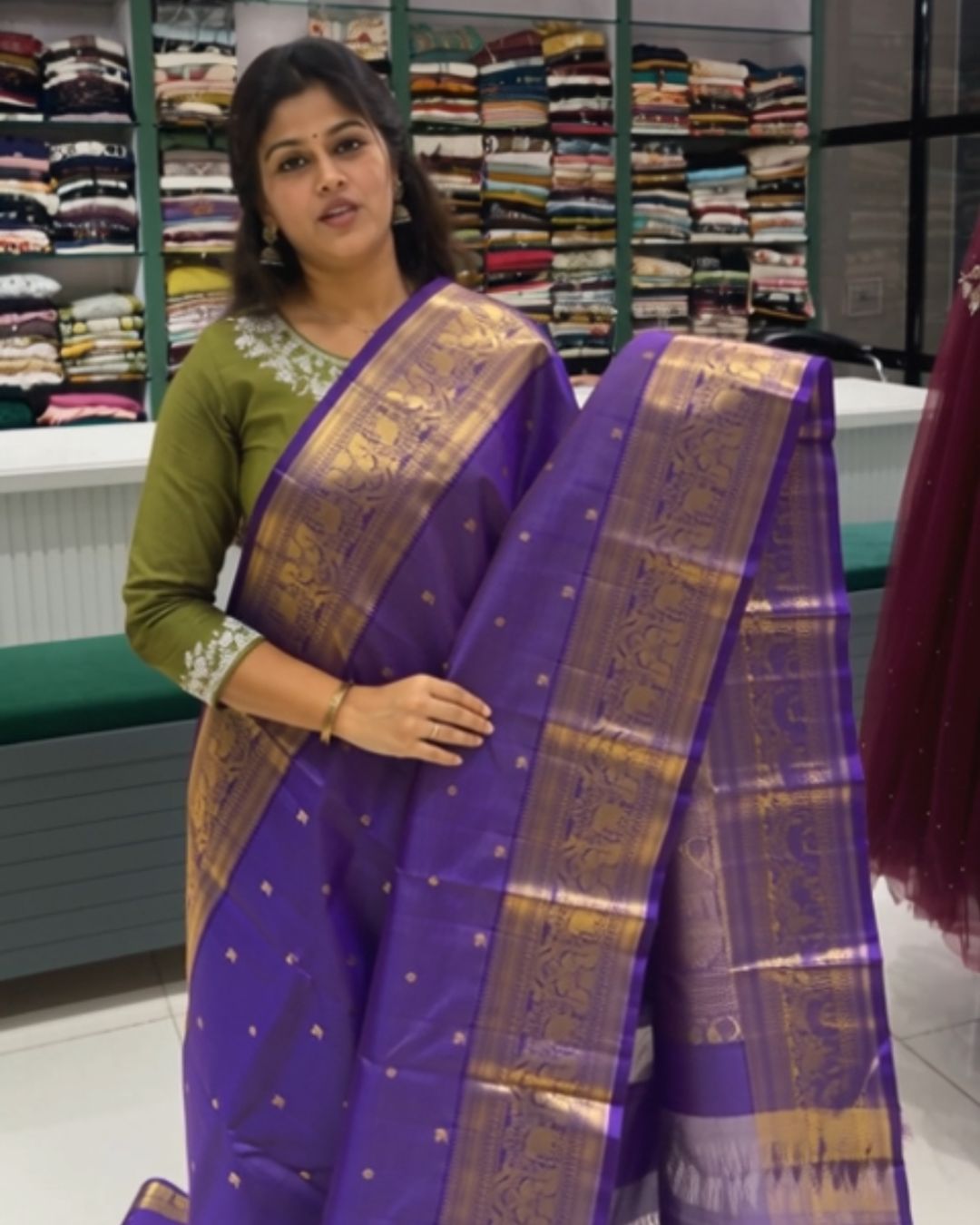 Purple Kanchi Pattu Saree