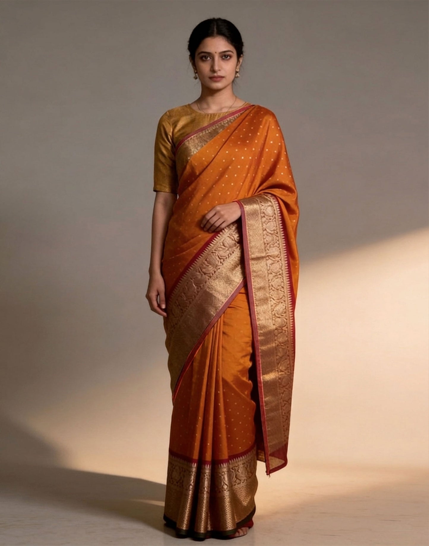 Saffron Serenade Silk Saree