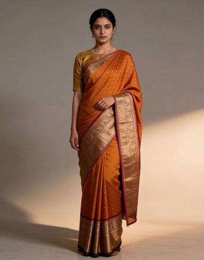 Saffron Serenade Silk Saree