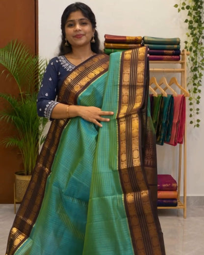 Turquoise Kanjivaram Saree