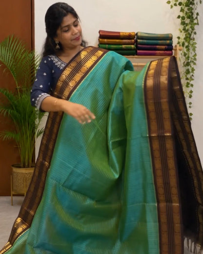 Turquoise Kanjivaram Saree