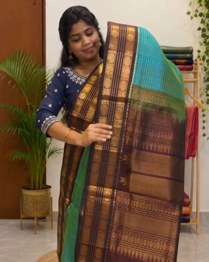Turquoise Kanjivaram Saree