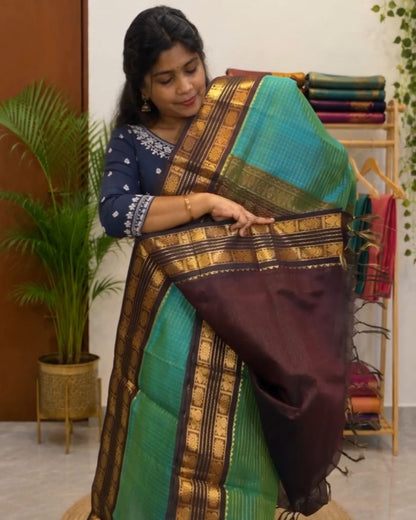 Turquoise Kanjivaram Saree