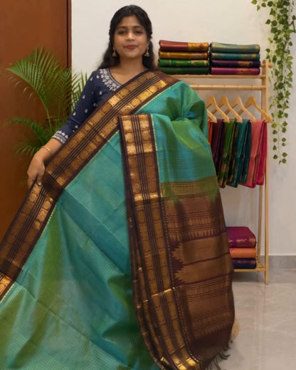 Turquoise Kanjivaram Saree